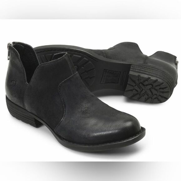 BORN Kerri Black Suede Low Cut Ankle Boot Bootie Distressed Leather Size 6 New‎ - Picture 12 of 12